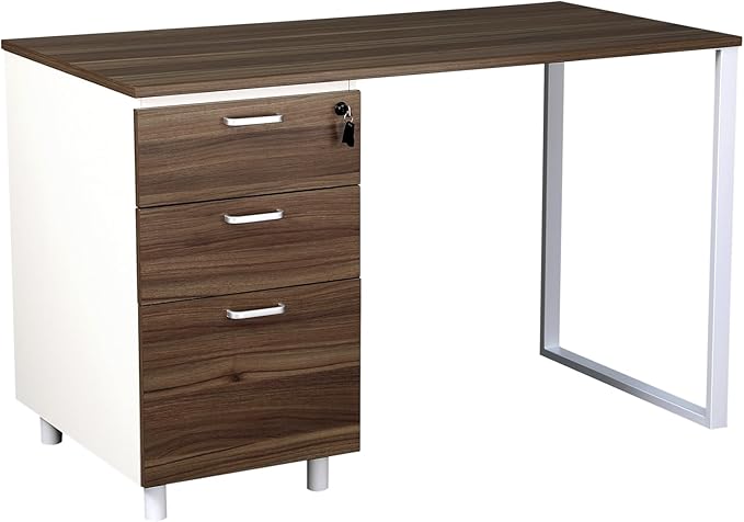 Modern Design Teacher Desk with File Drawer Desk with Locking Drawers by Crafts and Comfort (47 Inch) (Walnut and White)
