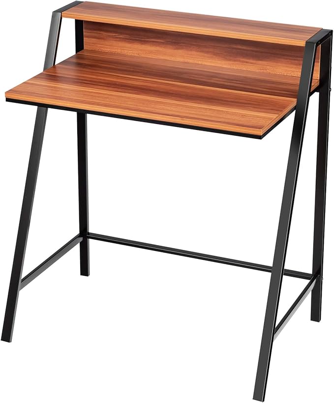 Tangkula Small Computer Desk Compact Home Office Desk with Sturdy Frame 2 Tier Study Writing Table for Small Place Apartment Office Desk for Bedroom Kid’s Desk
