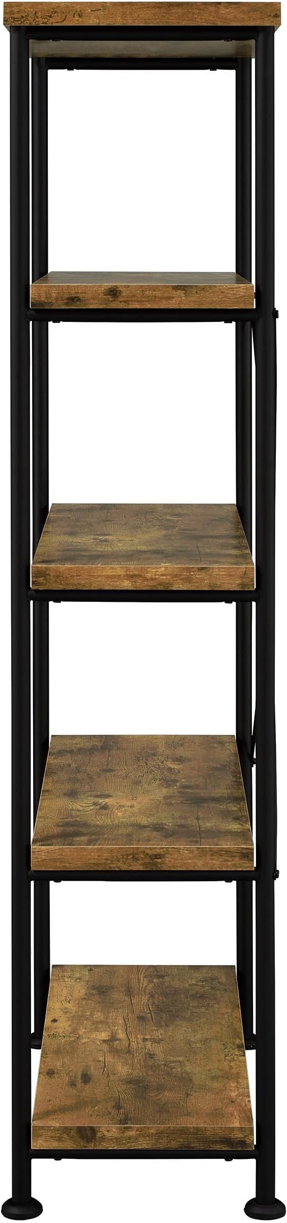 Coaster Home Furnishings - Analiese - Metal and Wood - 2-Piece Computer Desk and Bookcase Set with Three Storage Drawers Four-Shelf Bookcase - Farmhouse - Home Office - Rustic Nutmeg - 801541-S2
