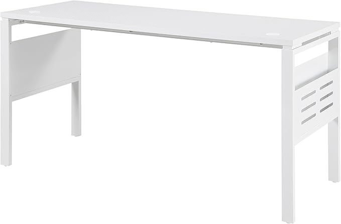 OSP Home Furnishings Prado Home Office Writing Desk with Storage Schattdecor White Carbon Fiber Desk Top Rectangular