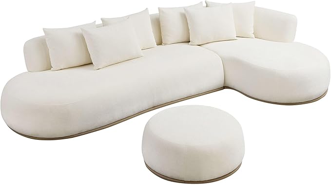 kevinplus 134.63'' Large Sectional Curved Sofa Couch with Chaise Lounge &amp Ottoman for Living Room Oversize L-Shape Modern Sectional Sofa Couch Wood Structure &amp Easy Assembly (Right-Facing B
