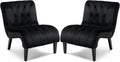 AVAWING Armless Accent Chair Set of 2 Upholstered Velvet Lounge Chair with Wood Legs Comfy Reading Chair for Living Room &amp Bedroom Black