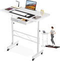 GTPLAYER Small Standing Desk Adjustable Height Small Computer Desk Mobile Portable Rolling Laptop Table with Wheels 32 Computer Workstation Sit Stand Desks Portable Standing Table Treadmill desks
