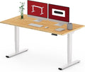 SANODESK 55 Inch 3 Stage Bamboo Electric Standing Desk Dual Motor Height Adjustable Desk Whole-Piece Desktop Sit to Stand Home Office Desk (White Frame/ 55” x 28” Natural Bamboo Top)