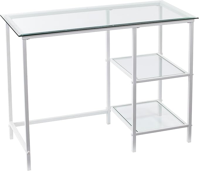 SEI Furniture Layton Metal/Glass Student Desk White