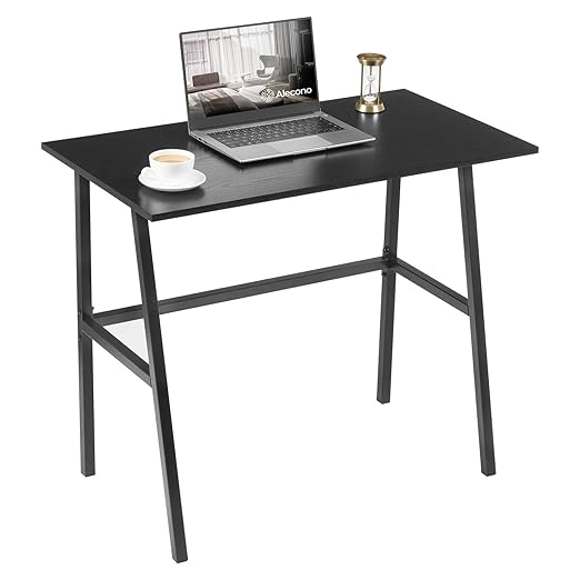 Alecono Small Computer Desk 35'' Kids Writing Desk for Small Space Simple Home Workstation Office Tiny Desk Student Study PC Gaming Table with Metal Frame for Bedroom Black (X002EYTOCB)