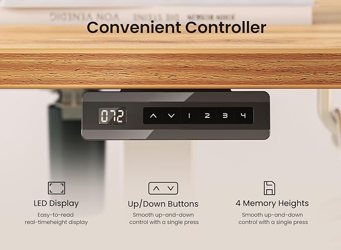 BANTI 55 × 28 Inches Standing Desk Ergonomic Electric Height Adjustable Sit and Stand Up Computer Desk with a Deeper Desktop White Frame/Light Rustic Top