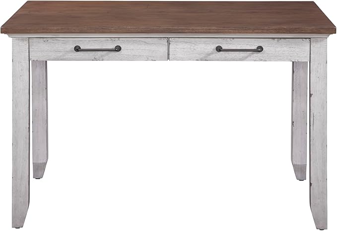Steve Silver Furniture Bear Creek Multi Function Table 48-Inch Table 2-Storage Drawers Home Office Desk Two-Tone Distressed Farmhouse Style 48 L x 28 D x 26 H White-Smoke