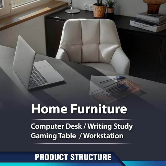PIT66 Computer Desk Wood 55.1'' Office Table Modern PC Laptop Notebook Study Writing Table for Home Office Workstation (Black Color)