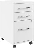 Bush Business Furniture 3 Drawer Rolling File Cabinet with Lock - Assembled Office Organization Hustle Collection White