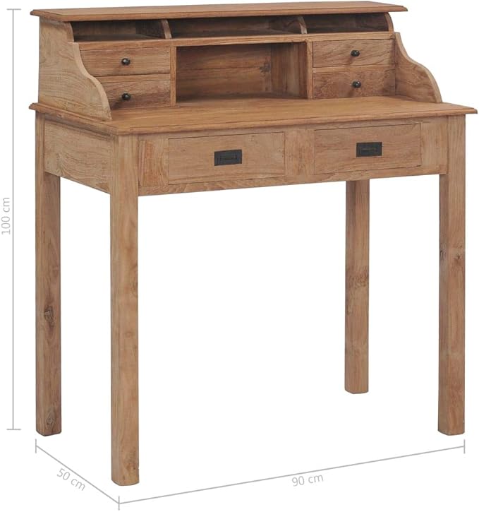 Desk 90 x 50 x 100 cm Home Office Desk Study Table Office Table Bedroom Desk Solid Wood Teak