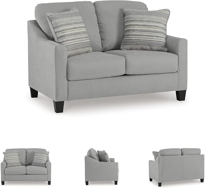 Signature Design by Ashley Adlai Casual Loveseat with 2 Toss Pillows Light Gray