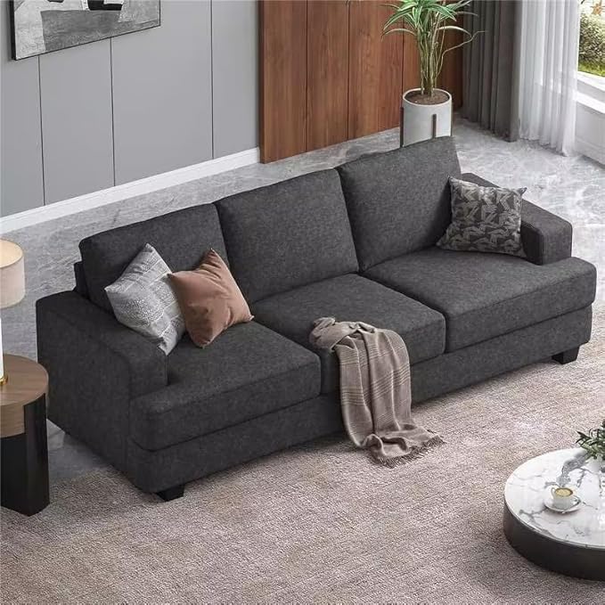 89 Inch Sofa with Extra Deep Seats Oversize 3 Seater Sofa for Living RoomModern Couch and Sofa Comfy Armrests and Seats and Backrests Easy Installation Grey