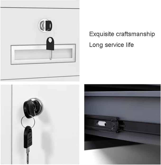 File Cabinet with Lock Under Desk Metal Filing Cabinet 1 Drawer and 1 Cabinet File Cabinet(Color:White)