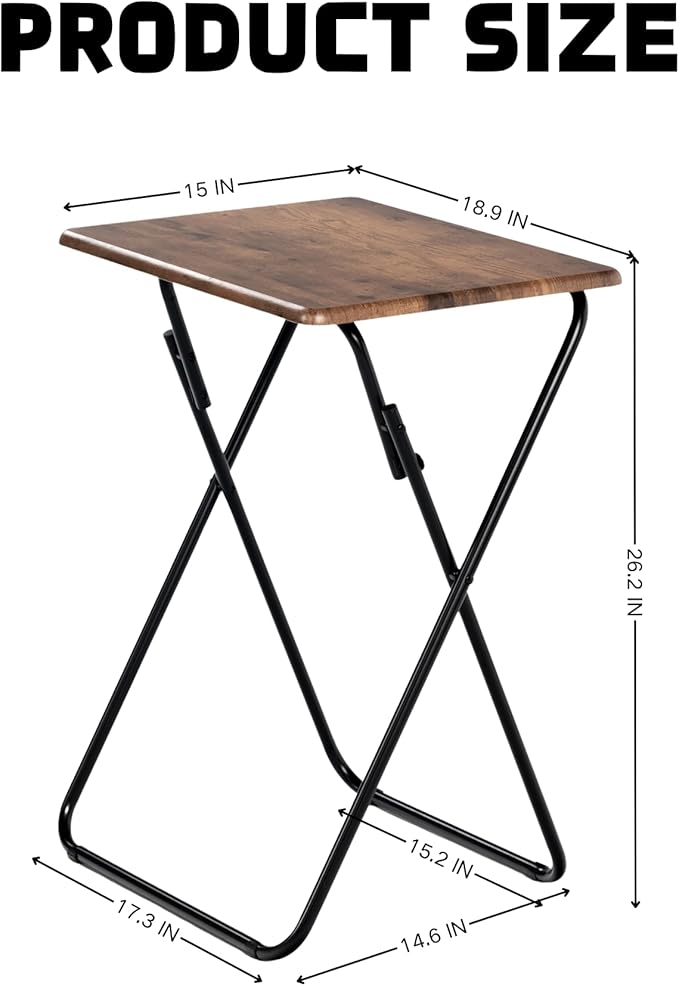 Homy Casa Tv Tray Set of 2 Folding Notebook Desk No Assembly Required Desks Saves Spaces for Small Rooms X-Shaped Metal Frame Laptop Tables Sofa Side Table for Living Bedroom Study Vintage 2PCS
