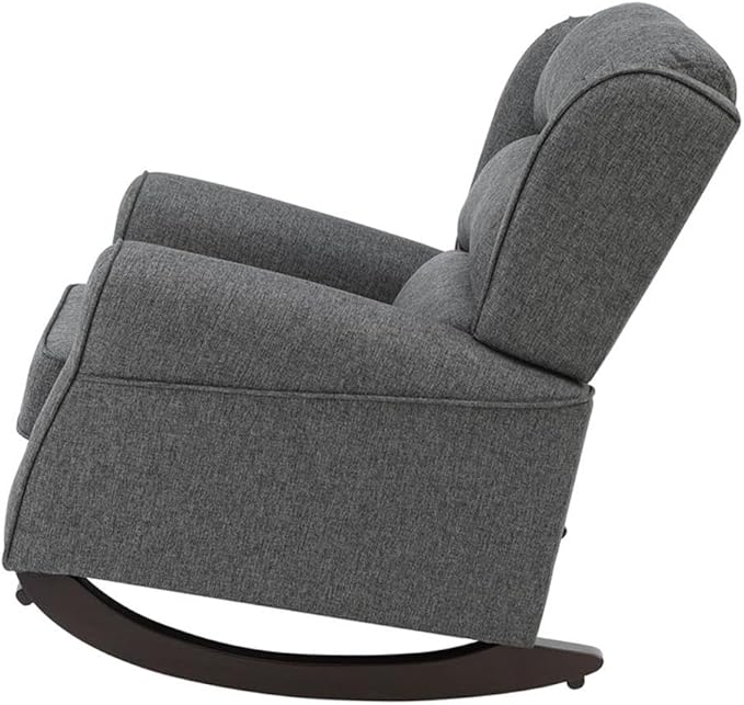 Pemberly Row Upholstered Fabric &amp Wood Rocking Chair Gray Finish 36 H x 40 W x 34 D Pocket Coil Seat Wooden Legs Rolled Arms Channel Back Living Room Seating