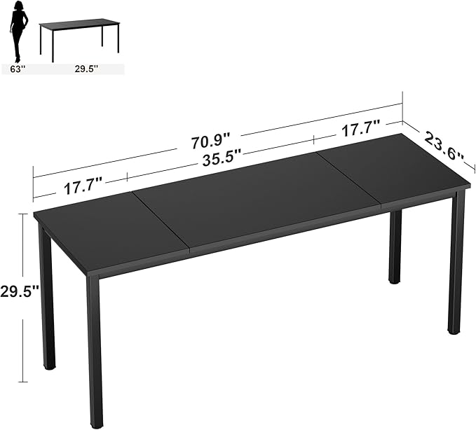 Need Large Computer Desk 70.8 x 23.6 inches Conference Table Large Office Desk Writing Table Workstation for Home OfficeBlack 10FJGSAC3-180BK-60-ND