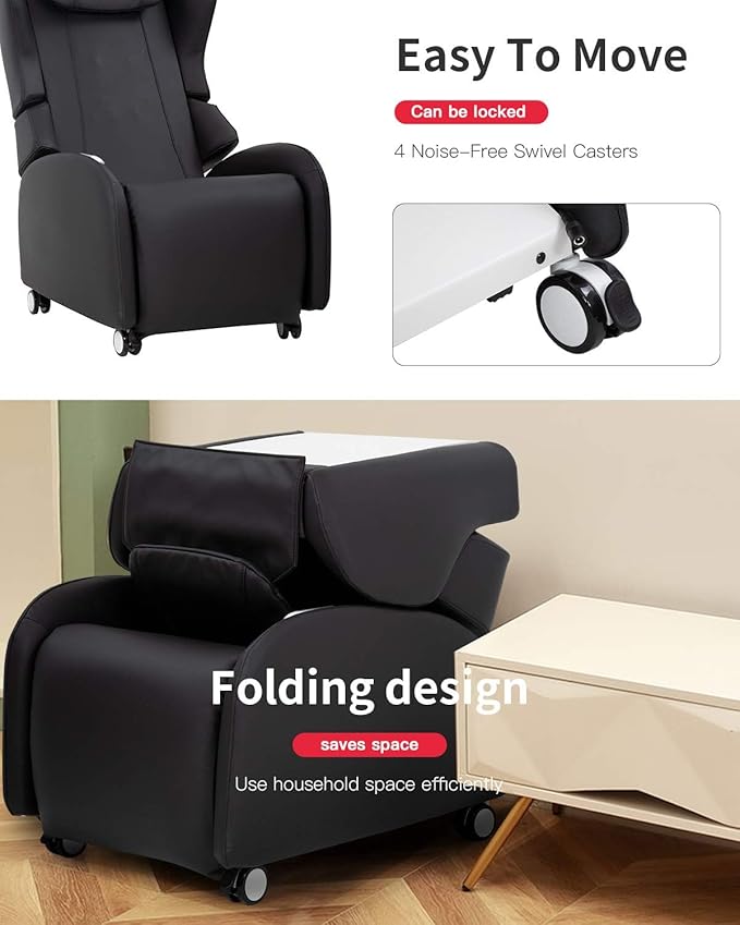 PayLessHere Recliner Chair Full Body Shiatsu Massage Chair with 3-Speed Folding Backrest Electric Massage Chair Easy to Move for Living Room Bedroom Office Black