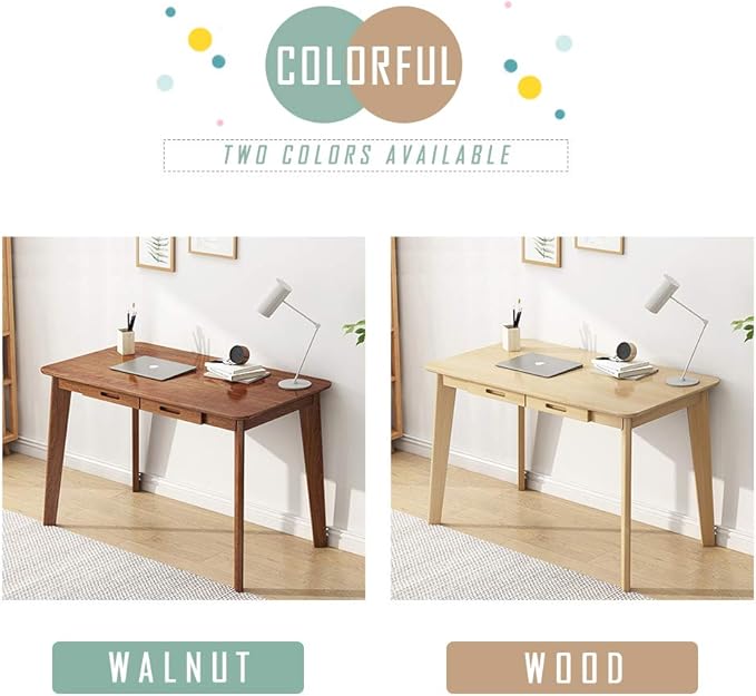 IOTXY Solid Wood Writing Desk - Home Office Workbench Desk with Drawer Laptop Computer Work Study Table