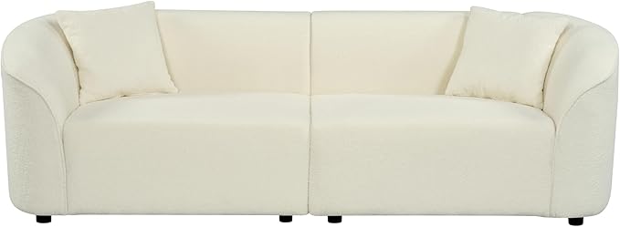 Christopher Knight Home Sabbo 87.50 Boucle Upholstered Couch Oversized 2 Seater Sofa Curved Soft Seating Lounge Sofa Chair Cozy Loveseat with Armrest Reading Sofa for Living Room Home Rest Beige