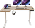 L-Shaped Standing Desk Adjustable Height Electric Desk 59 x 40 Inches for Home Office (Oak 59 x 29'')