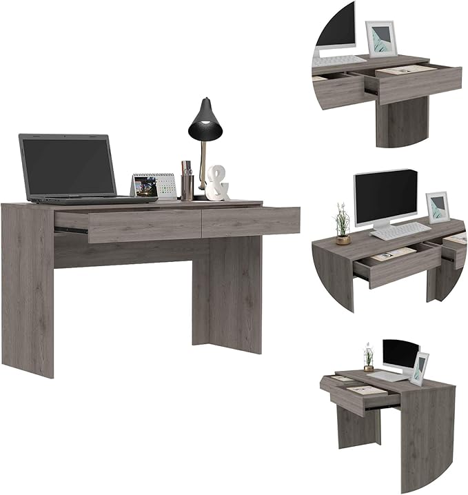 2-Drawer Writing Work Study Desk Home Office Computer Desk Light Gray for Home Office Living Room