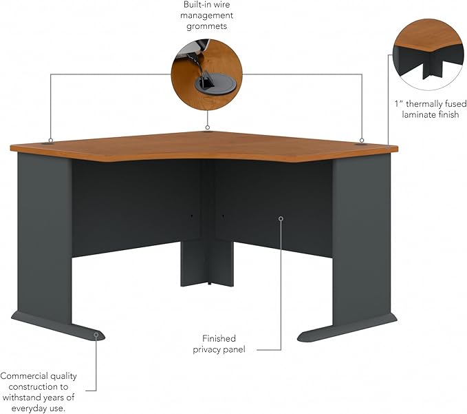 Bush Business Furniture Series A 48W Corner Desk in Natural Cherry and Slate