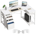 47 Computer Desk with Drawers Desks for Bedrooms Writing Desk with Storage Work Desk for Small Space White