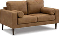 Signature Design by Ashley Telora Modern Faux Leather Loveseat with 2 Bolster Pillows Dark Brown