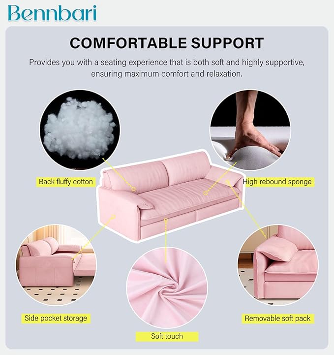 66'' Queen Pull Out Sofa Bed with Thickened Cushions 3-in-1 Convertible Velvet Sleeper Couch with Side Storage Loveseat Futon Lounge Recliner for Living Room Apartment Bedroom Small Space (Pink)
