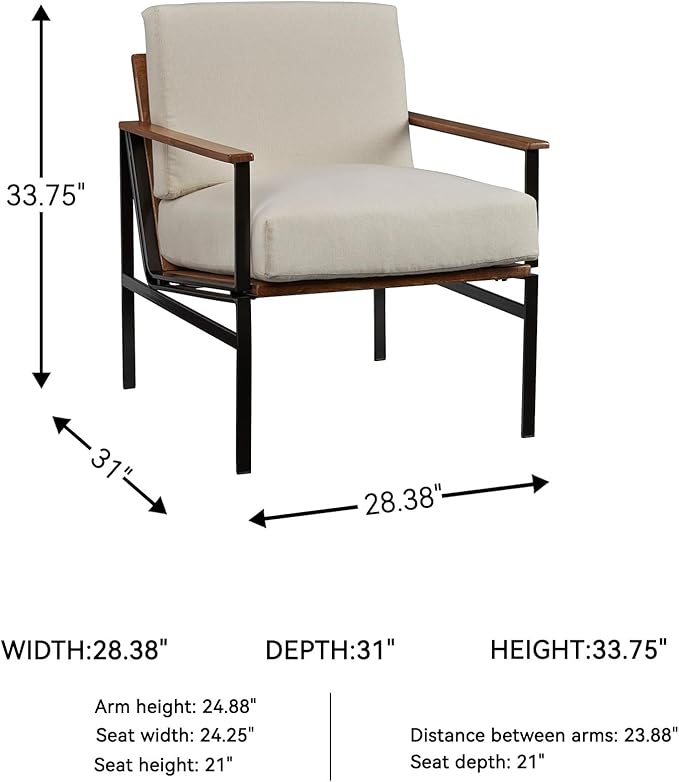 Signature Design by Ashley Tilden Mid-Century Modern Accent Chair Ivory &amp Black