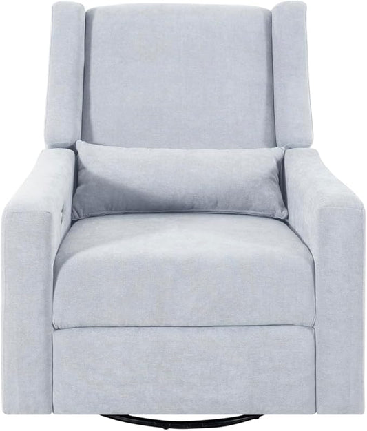 Naomi Home Tanya Luxury Motion Recliner Chair Light Gray – Plush Upholstered Glider Rocker with USB Charging Swivel and Lumbar Support for Nursery Comfort 275 lbs Capacity