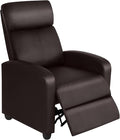 Topeakmart PU Leather Recliner Chair Living Room Single Sofa Home Theater Seating with Lumbar Support Overstuffed High-Density Sponge Manual Push Back Recliners Brown