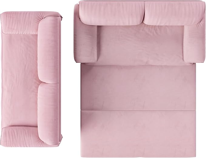 66 Queen Pull Out Sofa Bed 3-in-1 Convertible Sleeper Sofa with Side StorageMulti-Functional Velvet Loveseat Bed for Living RoomBedroomApartmentOffice (Pink 66)
