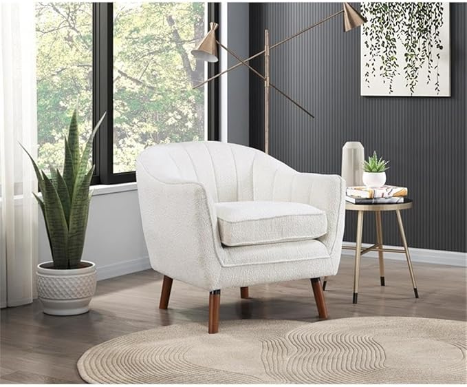 Lexicon Cutler Fabric Upholstered Accent Chair in White