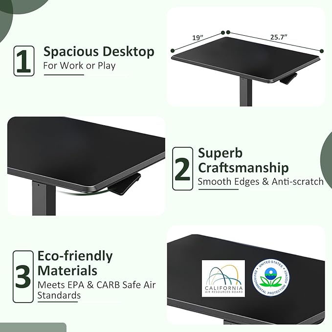 Adjustable Mobile Standing Desk Rolling Sit-Stand Laptop Desk with Locking Wheels Compact Portable Computer Table for Home Office or Dorm Black