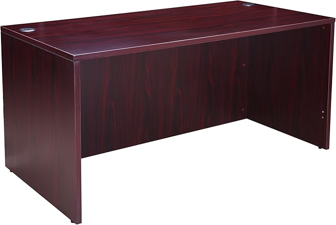 Boss Office Products 48 x 24 Desk with File Pedestal Mahogany