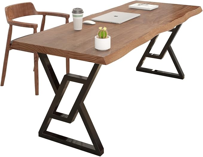 Rustic Brown 55-inch Solid Wood Computer Desk - Modern Gaming Workbench for Home Office Modern Simple Design Ideal for Study Writing Dining