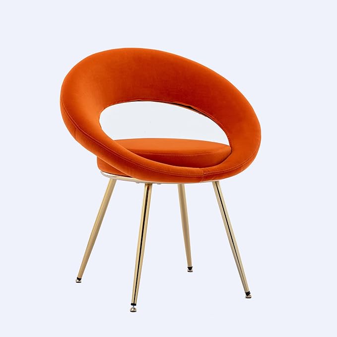 Orange Velvet Modern Accent/Conversation Lounge Chair with Gold Plated Legs Unique AppearanceSuitable for Office Lounge Living Room