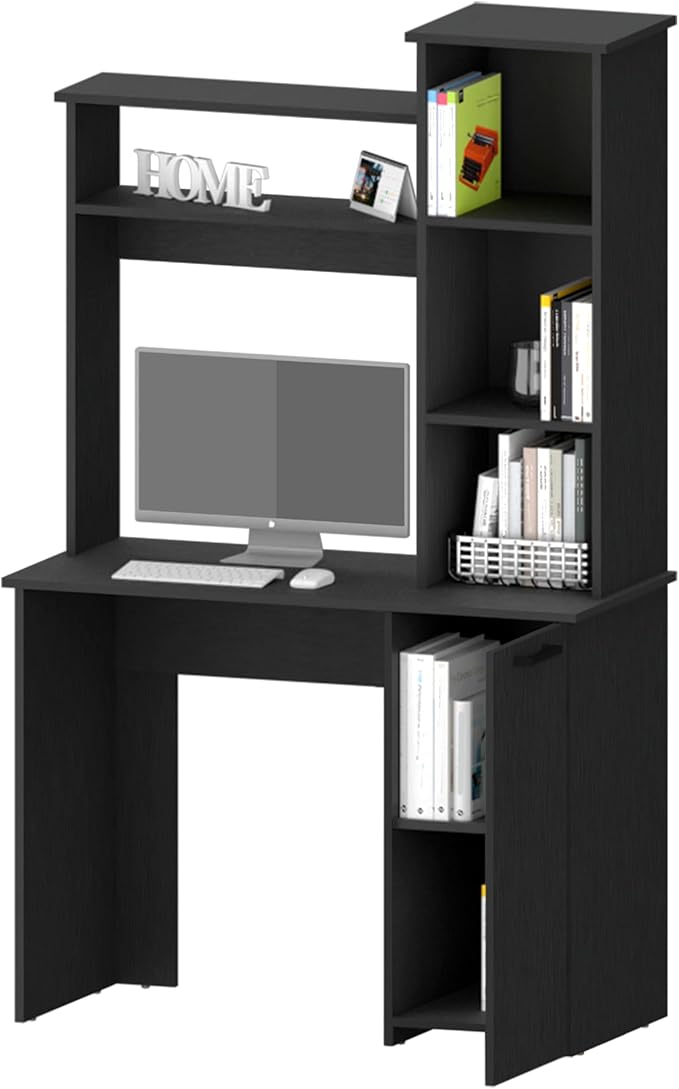 Home Office Desk Computer Desk with Hutch and 3-Tier Storage Shelves