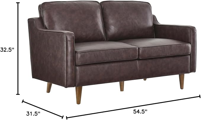 Modway Impart Upholstered Genuine Leather Loveseat in Brown