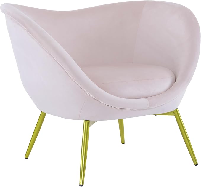 Modern Accent Chair for Living Room Lounge Chair for Bedroom with Gold Metal Legs Vanity Chair for Makeup Room Velvet Pink