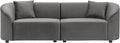 88 Velvet Minimalist Modular Sectional Sofa Oversized Sectional Couch Set with Curved Design Convertible Modular Cloud Sleeper Couch for Living Room Gray