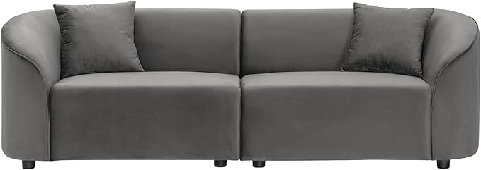 88 Velvet Minimalist Modular Sectional Sofa Oversized Sectional Couch Set with Curved Design Convertible Modular Cloud Sleeper Couch for Living Room Gray