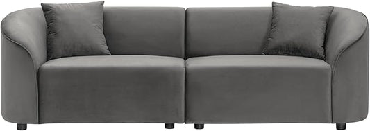 88 Velvet Minimalist Modular Sectional Sofa Oversized Sectional Couch Set with Curved Design Convertible Modular Cloud Sleeper Couch for Living Room Gray