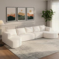 144 Modular Sectional Sofa No Assembly Required U-Shaped Cloud Couch with Chaise Modern Curved Boneless Sofa in Luxurious Boucle Fabric Deep Seats Memory Foam (White) | Zero-Assembly Design Clou