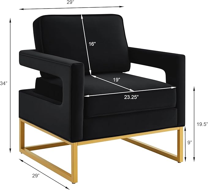 Accent Chair for Living Room Chairs Mid Century Modern Chair Lazy Chair Upholstered Lounge Arm Chair Reading Chair with with Gold Metal Base for Bedroom Apartment Office Studio Waiting Room