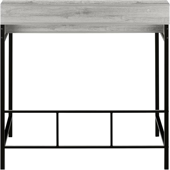 Computer Desk Standing Home Office Storage Shelves Grey Laminate Black Metal (48 Inch)