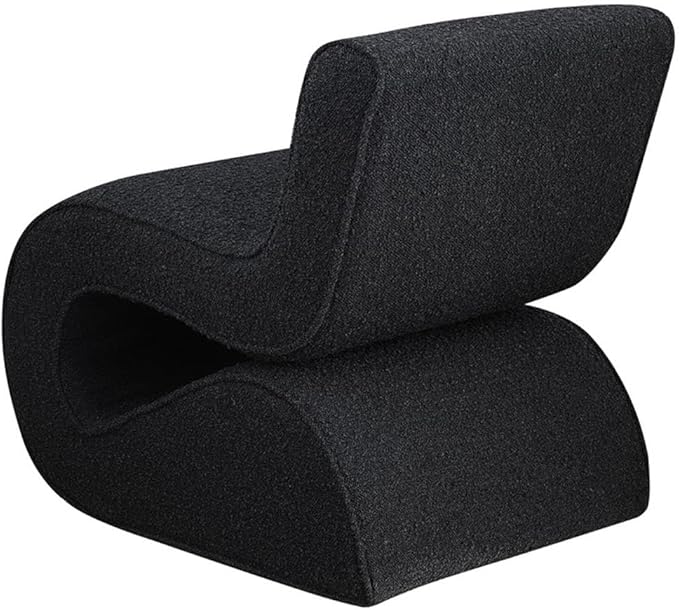 Pemberly Row Fabric Upholstered Armless Accent Chair Charcoal Bouclé Curved Design 29.5 H x 22.75 W x 29.75 D Modern Style Cozy Living Room or Bedroom Seating