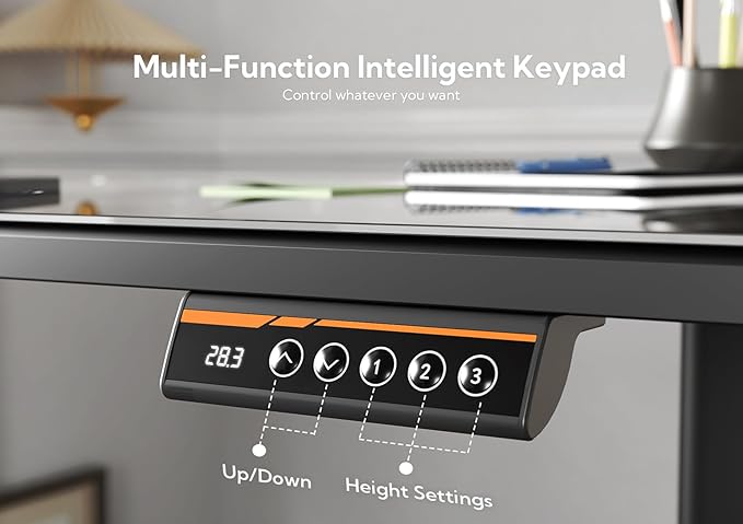 Glass Standing Desk 40 X 24 Inch Electric Stand Up Desk with Hook and Multi-Function Keyboard Quick Install Home Office Computer Desk (Black 40 X 24 Inch)